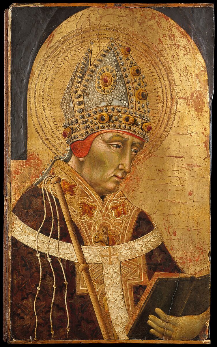 Saint Ambrose, Giovanni di Paolo (Giovanni di Paolo di Grazia) (Italian, Siena 1398–1482 Siena), Tempera on wood, gold ground 