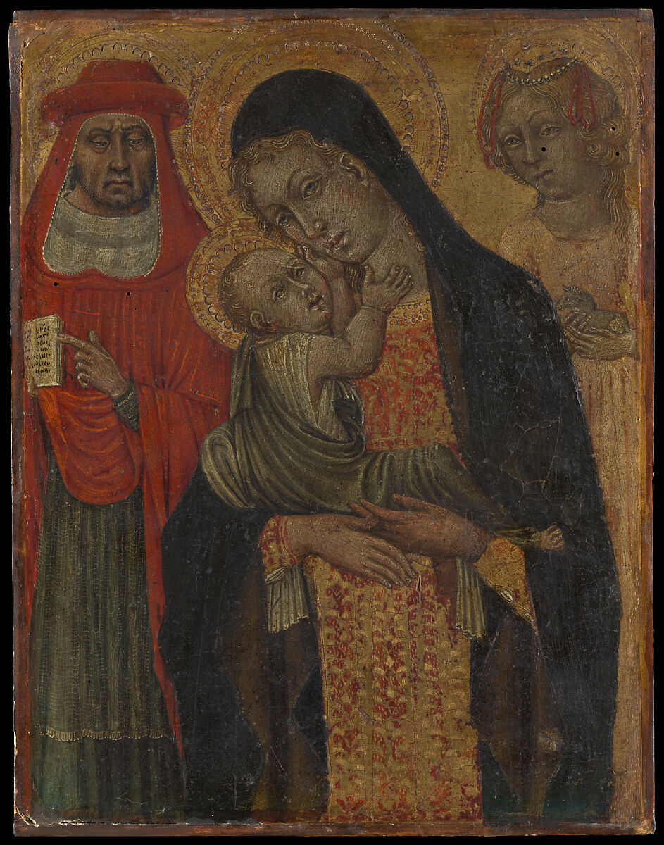 Madonna and Child with Saints Jerome and Agnes, Giovanni di Paolo (Giovanni di Paolo di Grazia) (Italian, Siena 1398–1482 Siena), Tempera on wood, gold ground 