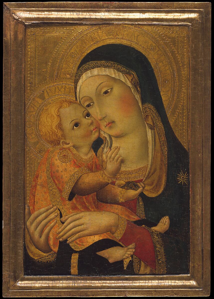 Madonna and Child, Workshop of Sano di Pietro (Ansano di Pietro di Mencio) (Italian, Siena 1405–1481 Siena), Tempera on wood, gold ground 