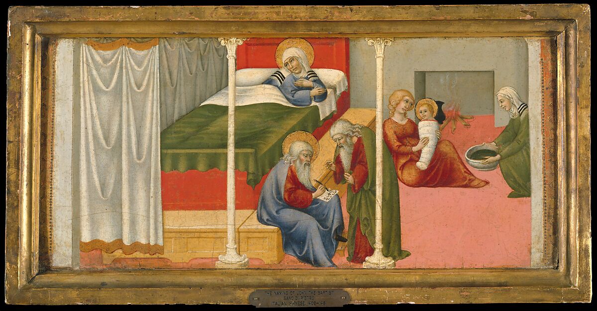 The Birth and Naming of Saint John the Baptist, Sano di Pietro (Ansano di Pietro di Mencio)  Italian, Tempera and gold on wood