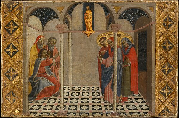 Saints Cosmas and Damian and Their Brothers before the Proconsul Lycias, Style of Icilio Federico Ioni (Italian, Siena 1866–1946 Siena), Tempera and gold on wood, Italian 
