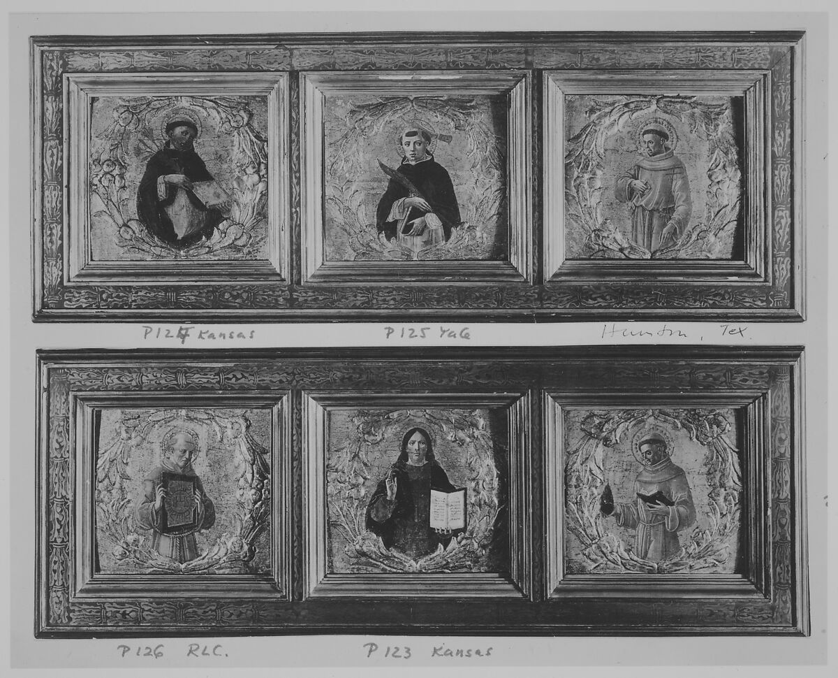 Saint Bernardino, Benvenuto di Giovanni (Italian, Siena 1436–ca. 1509/18 Siena), Tempera on wood, gold ground, pastiglia garland of fruit