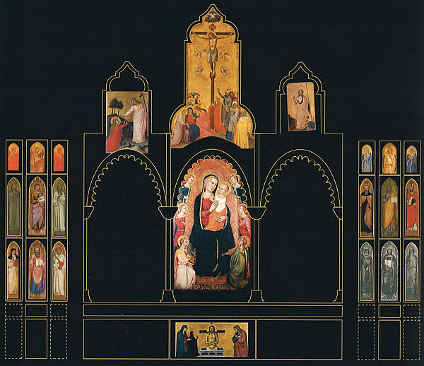 The Crucifixion, Andrea di Cione (Orcagna) (Italian, Florence 1315/20–1368 Florence)  , and workshop, Tempera on wood, gold ground