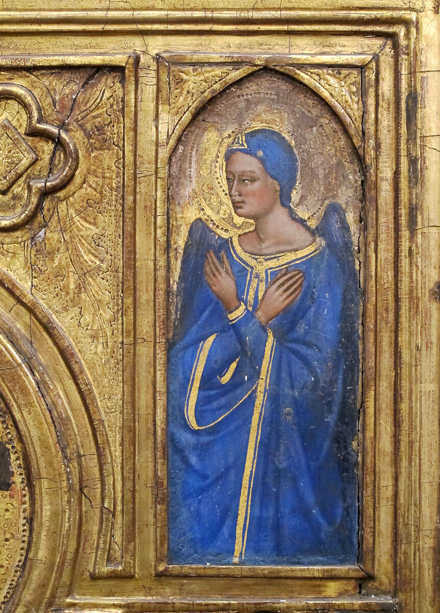 Six Angels, Jacopo di Cione (Italian, Florence, active ca. 1360–1400), Tempera on wood, gold ground