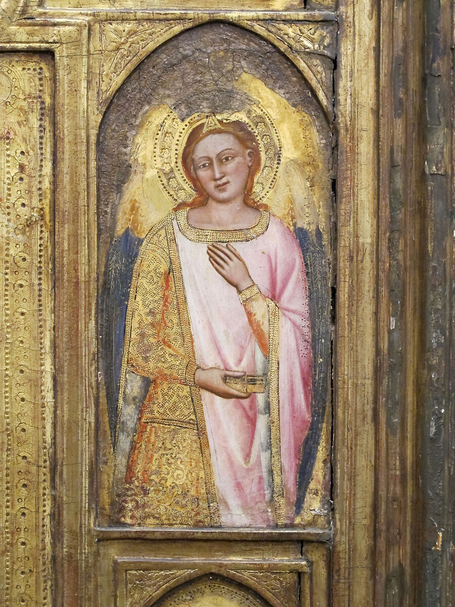 Six Angels, Jacopo di Cione (Italian, Florence, active ca. 1360–1400), Tempera on wood, gold ground