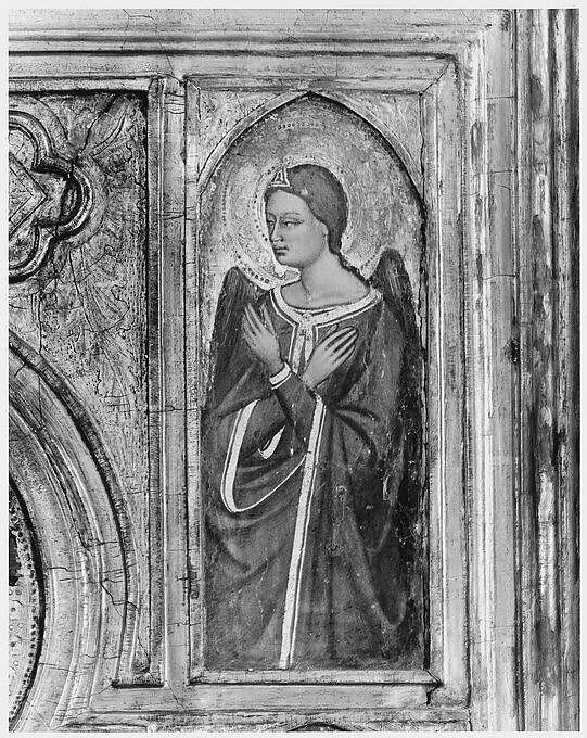 Six Angels, Jacopo di Cione (Italian, Florence, active ca. 1360–1400), Tempera on wood, gold ground