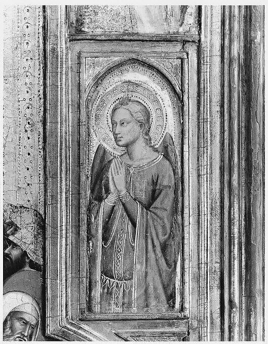 Six Angels, Jacopo di Cione (Italian, Florence, active ca. 1360–1400), Tempera on wood, gold ground