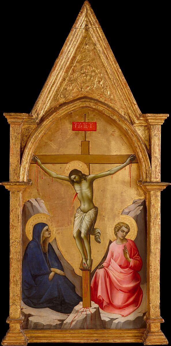 The Crucified Christ between the Virgin and Saint John the Evangelist, Lorenzo Monaco (Piero di Giovanni)  Italian, Tempera on wood, gold ground