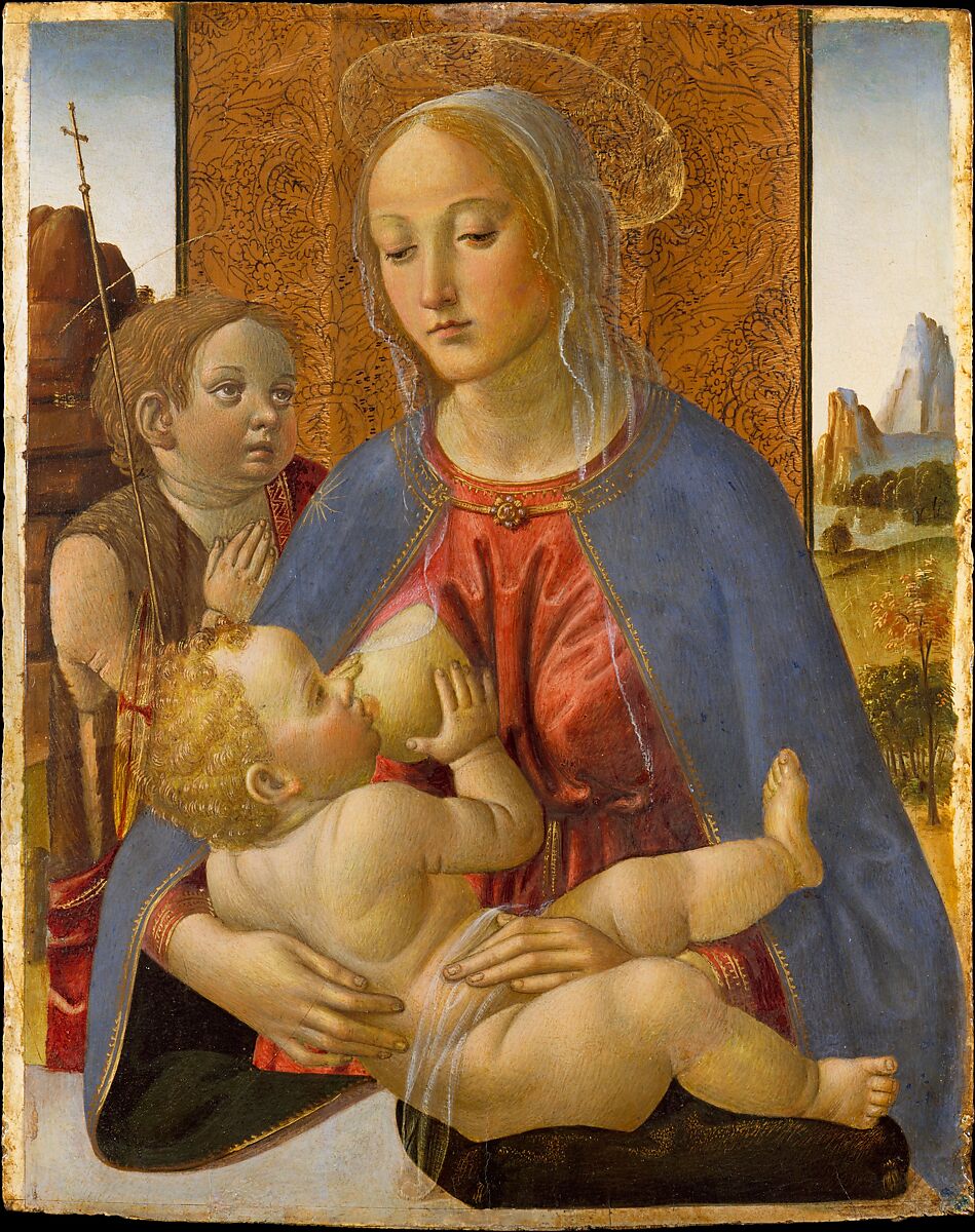Madonna and Child with the Young Saint John the Baptist, Cosimo Rosselli (Italian, Florence 1440–1507 Florence), Tempera, oil, and gold on wood 