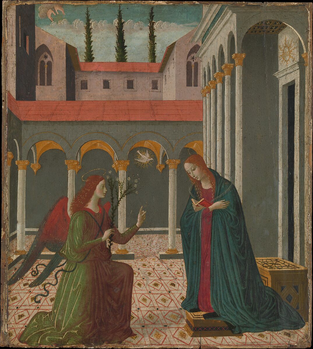 The Annunciation, Alesso di Benozzo (Italian, Florence, 1473–1528), Tempera and gold on wood 