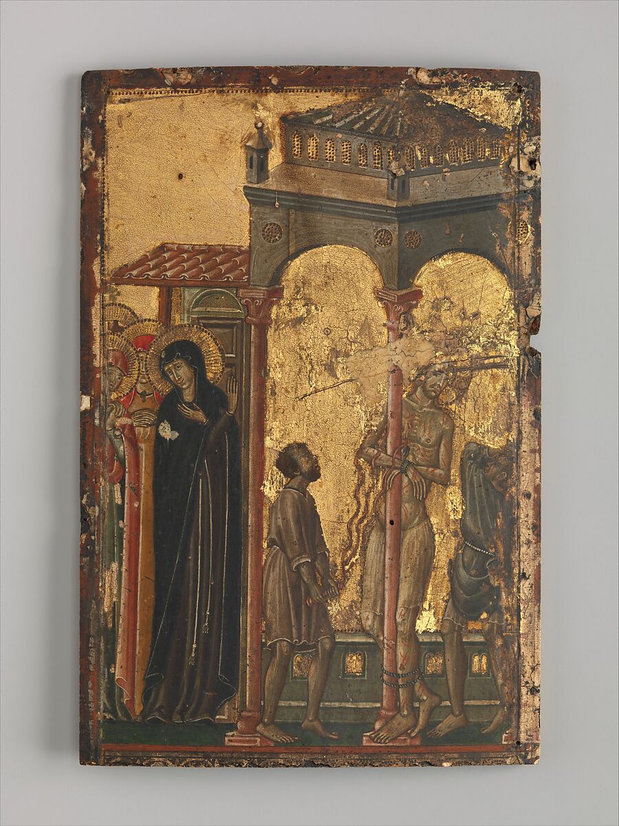 The Flagellation, Master of Forlì (Italian, Romagna, active first half 14th century), Tempera on wood, gold ground, Italian, Romagna 