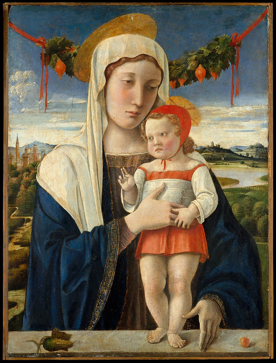 Madonna and Child, Giovanni Bellini (Italian, Venice, 1424/26–1516 Venice), Tempera, oil, and gold on wood 