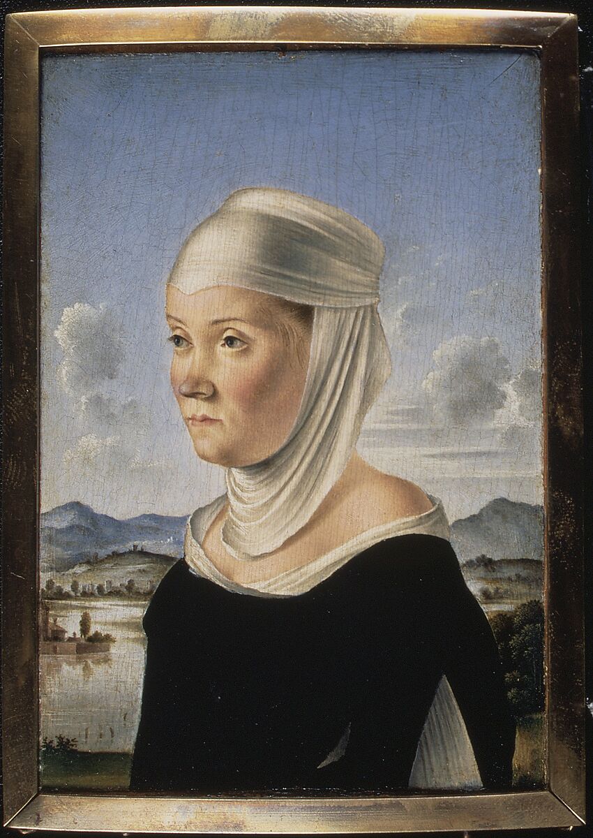 Portrait of a Woman, Possibly a Nun of San Secondo; (verso) Scene in Grisaille, Jacometto (Jacometto Veneziano) (Italian, active Venice by ca. 1472–died before 1498), Oil on wood; (verso: oil and gold on wood)