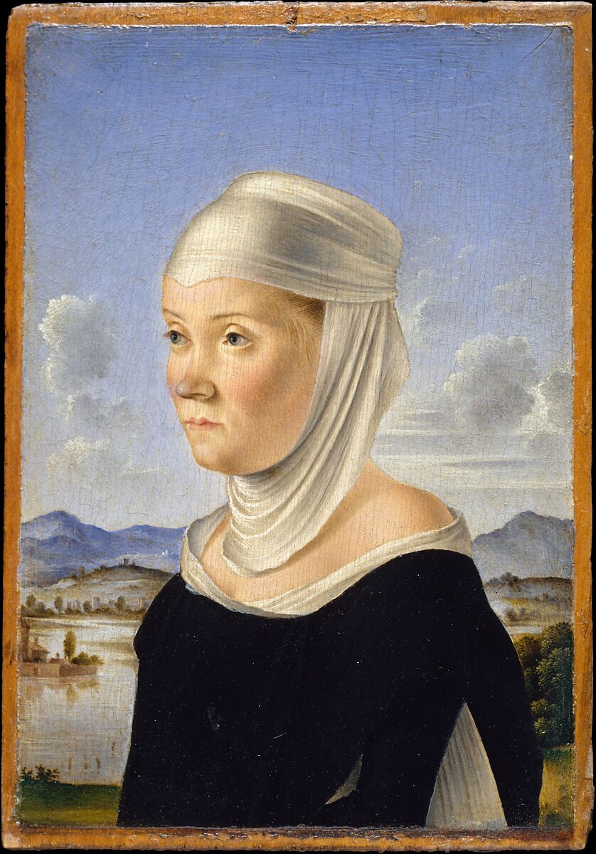 Portrait of a Woman, Possibly a Nun of San Secondo; (verso) Scene in Grisaille, Jacometto (Jacometto Veneziano) (Italian, active Venice by ca. 1472–died before 1498), Oil on wood; (verso: oil and gold on wood)
