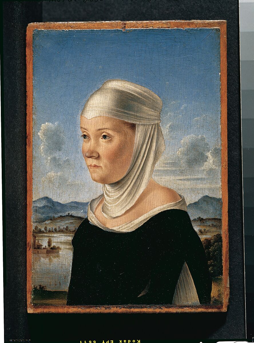 Portrait of a Woman, Possibly a Nun of San Secondo; (verso) Scene in Grisaille, Jacometto (Jacometto Veneziano) (Italian, active Venice by ca. 1472–died before 1498), Oil on wood; (verso: oil and gold on wood)