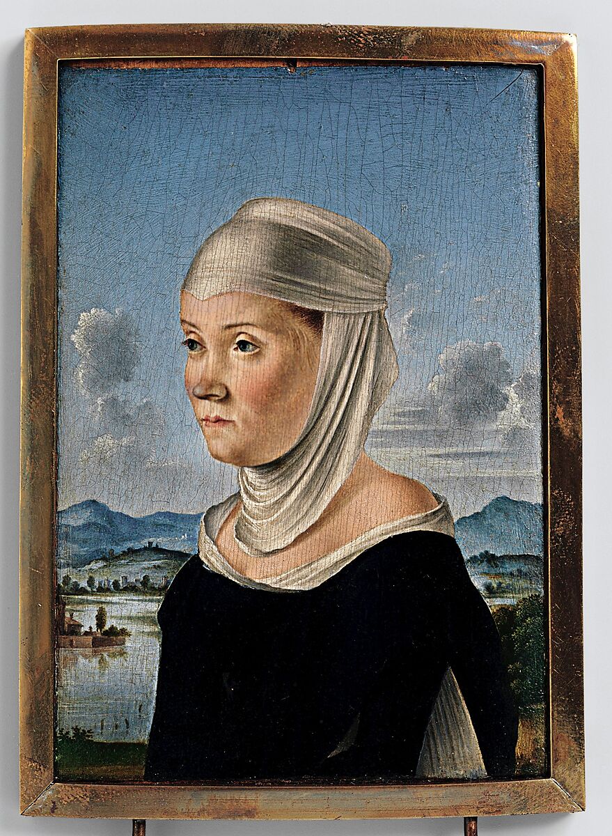 Portrait of a Woman, Possibly a Nun of San Secondo; (verso) Scene in Grisaille, Jacometto (Jacometto Veneziano) (Italian, active Venice by ca. 1472–died before 1498), Oil on wood; (verso: oil and gold on wood)