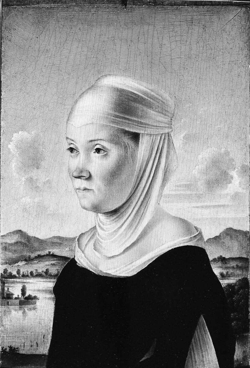 Portrait of a Woman, Possibly a Nun of San Secondo; (verso) Scene in Grisaille, Jacometto (Jacometto Veneziano) (Italian, active Venice by ca. 1472–died before 1498), Oil on wood; (verso: oil and gold on wood)
