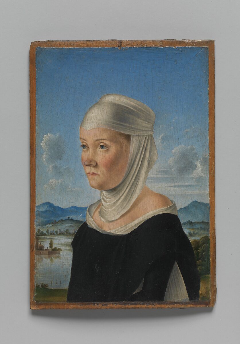 Portrait of a Woman, Possibly a Nun of San Secondo; (verso) Scene in Grisaille, Jacometto (Jacometto Veneziano) (Italian, active Venice by ca. 1472–died before 1498), Oil on wood; (verso: oil and gold on wood) 