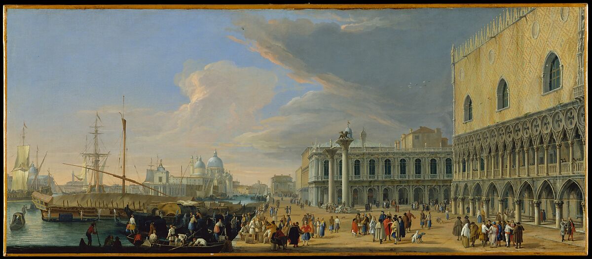 The Molo, Venice, Looking West, Luca Carlevaris (Italian, Udine 1663/65–1730 Venice), Oil on canvas 