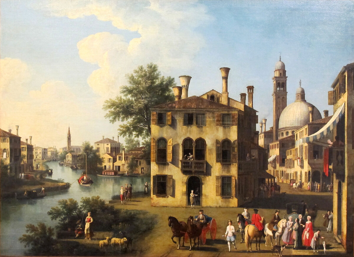 View of the Brenta, near Dolo, Giambattista Cimaroli (Italian, Venice, ca. 1687–after 1757), Oil on canvas 