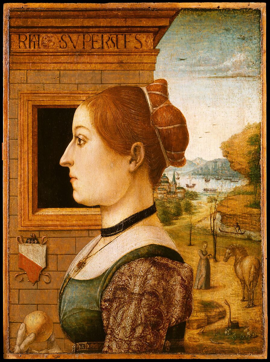 Portrait of a Woman, possibly Ginevra d'Antonio Lupari Gozzadini, Attributed to the Maestro delle Storie del Pane (Italian (Emilian), active late 15th century), Tempera on wood 