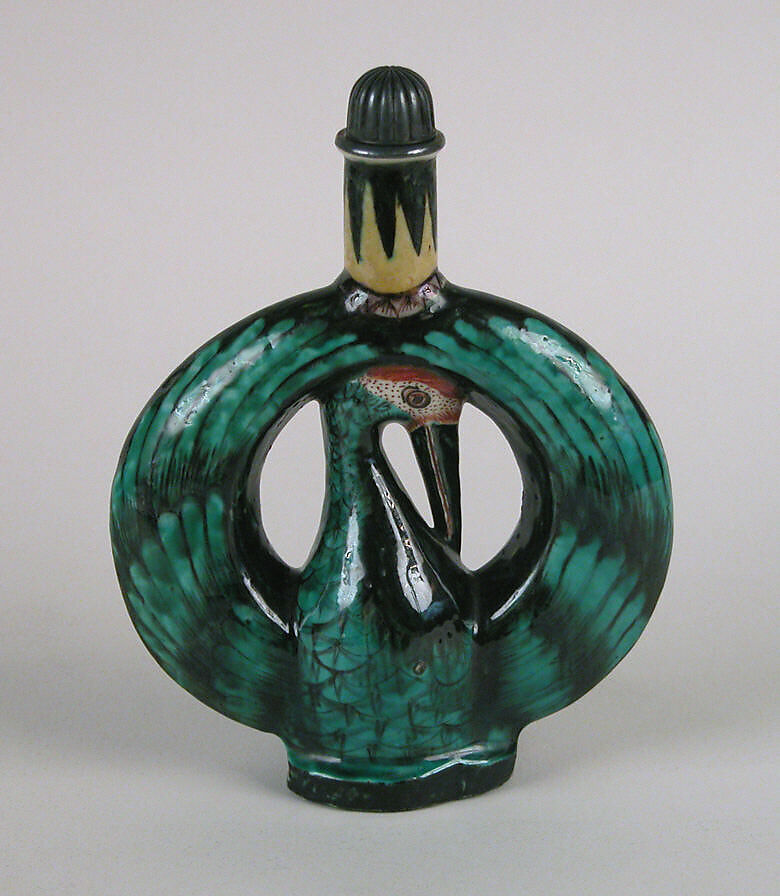 Wine bottle, Porcelain decorated with colored enamels (Hizen ware, Kutani type), Japan