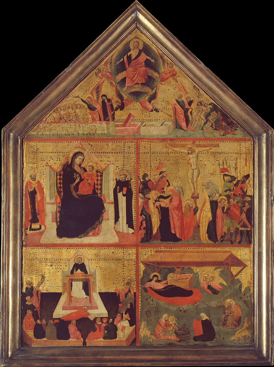 The Last Judgment; The Virgin and Child with a Bishop-Saint and Saint Peter Martyr; The Crucifixion; The Glorification of Saint Thomas Aquinas; The Nativity, Master of the Dominican Effigies (Italian, active Florence, ca. 1325–ca. 1355), Tempera on wood, gold ground 
