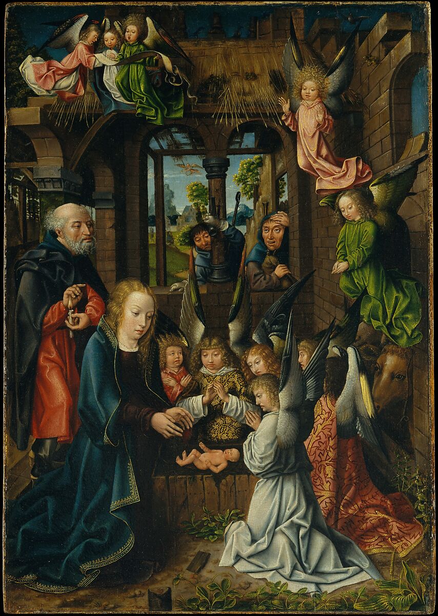 The Adoration of the Christ Child, Workshop of the Master of Frankfurt (Netherlandish, active Antwerp, ca. 1496–1518), Oil on oak panel, Netherlandish 