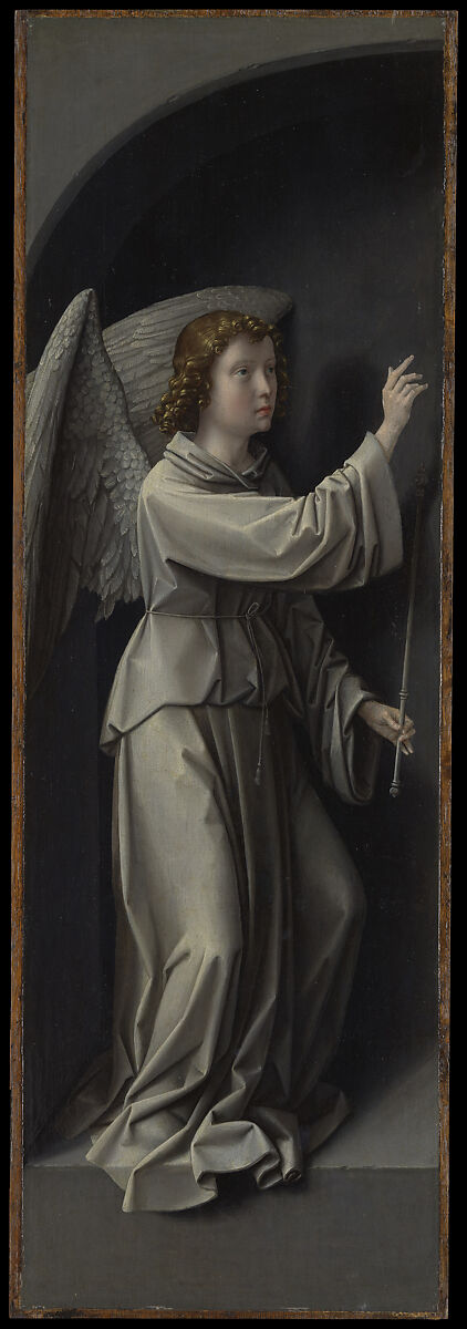 Archangel Gabriel; The Virgin Annunciate, Gerard David (Netherlandish, Oudewater ca. 1455–1523 Bruges), Oil on oak panel