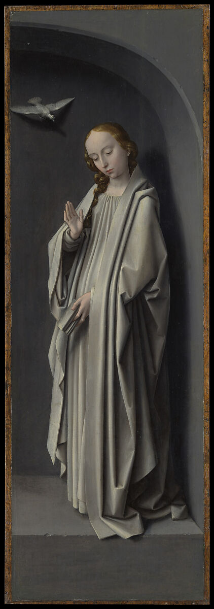 Archangel Gabriel; The Virgin Annunciate, Gerard David (Netherlandish, Oudewater ca. 1455–1523 Bruges), Oil on oak panel