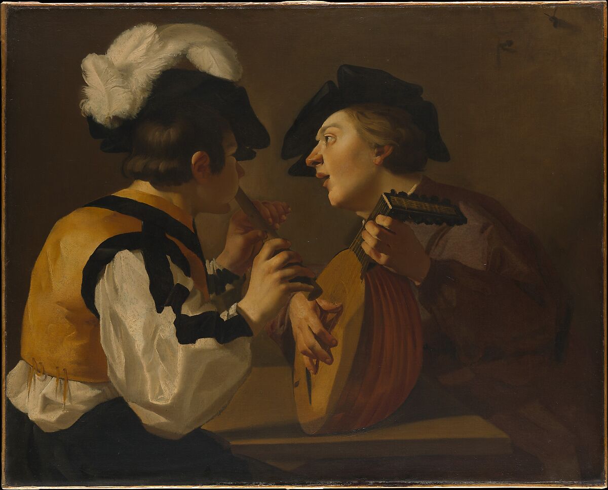 Two Musicians, Dutch (Utrecht Caravaggist) Painter, 17th century, Oil on canvas 