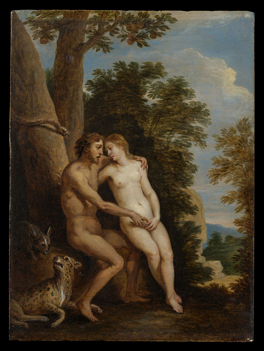 Adam and Eve in Paradise, David Teniers the Younger (Flemish, Antwerp 1610–1690 Brussels), Oil on panel, over traces of underdrawing in black 