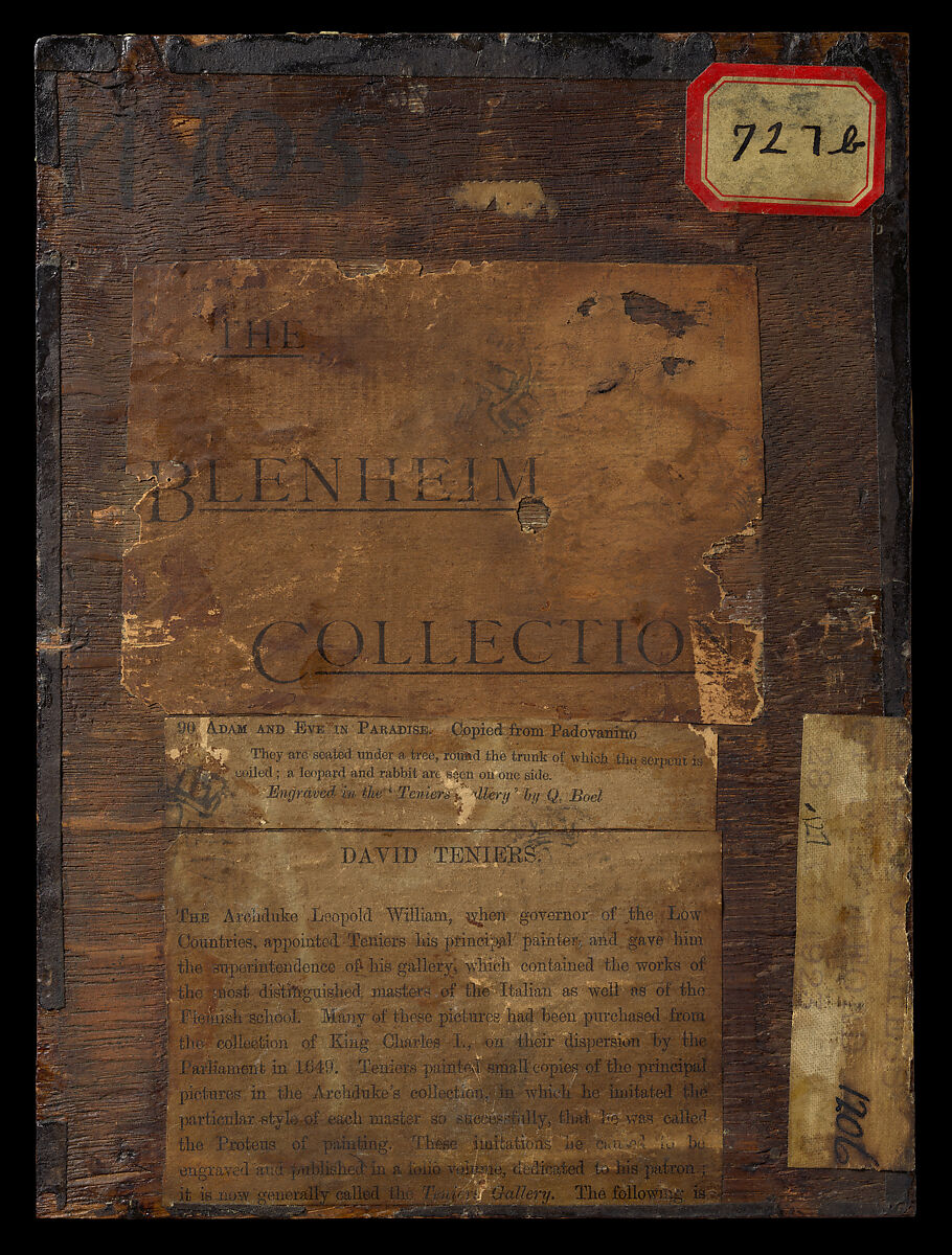 Adam and Eve in Paradise, David Teniers the Younger (Flemish, Antwerp 1610–1690 Brussels), Oil on panel, over traces of underdrawing in black