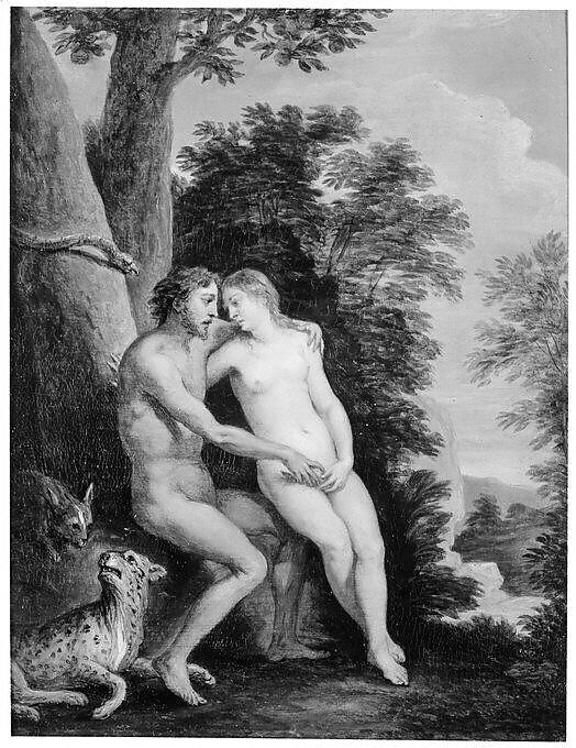 Adam and Eve in Paradise, David Teniers the Younger (Flemish, Antwerp 1610–1690 Brussels), Oil on panel, over traces of underdrawing in black