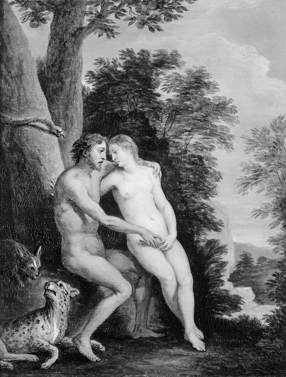 Adam and Eve in Paradise, David Teniers the Younger (Flemish, Antwerp 1610–1690 Brussels), Oil on panel, over traces of underdrawing in black