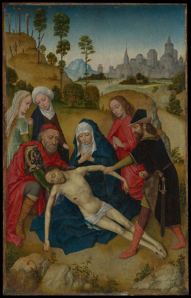 The Lamentation of Christ, Simon Marmion (French, Amiens ca. 1425–1489 Valenciennes), Oil and tempera (?) on oak panel 
