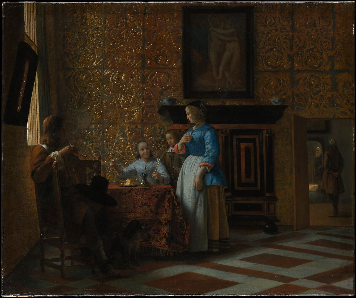 Leisure Time in an Elegant Setting, Pieter de Hooch  Dutch, Oil on canvas