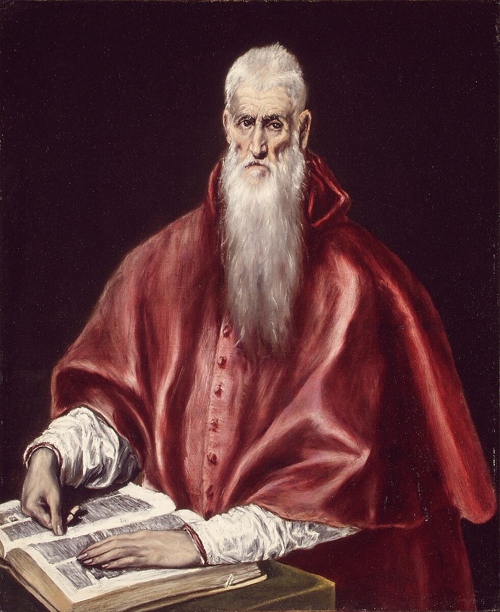 Saint Jerome as Scholar, El Greco (Domenikos Theotokopoulos) (Greek, Iráklion (Candia) 1541–1614 Toledo), Oil on canvas