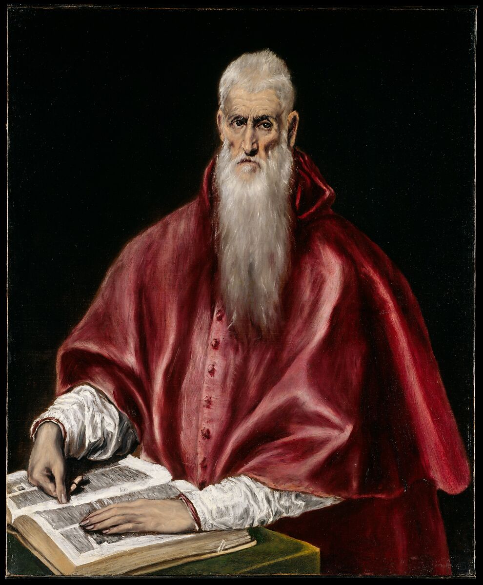 Saint Jerome as Scholar, El Greco (Domenikos Theotokopoulos) (Greek, Iráklion (Candia) 1541–1614 Toledo), Oil on canvas 