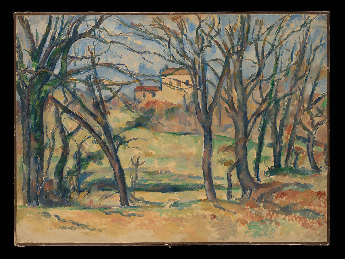 Trees and Houses Near the Jas de Bouffan, Paul Cézanne (French, Aix-en-Provence 1839–1906 Aix-en-Provence), Oil on canvas 