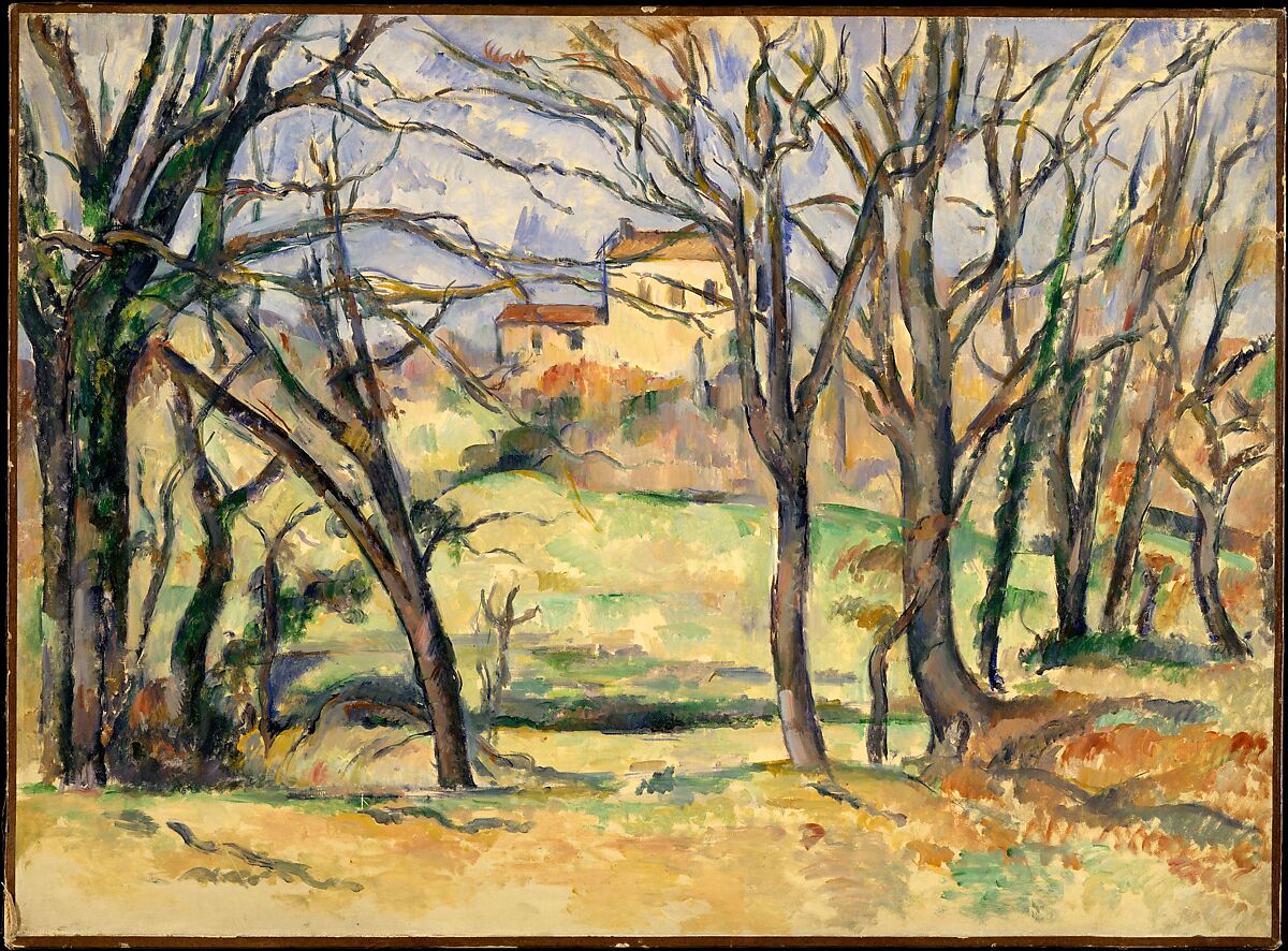 Trees and Houses Near the Jas de Bouffan, Paul Cézanne (French, Aix-en-Provence 1839–1906 Aix-en-Provence), Oil on canvas 