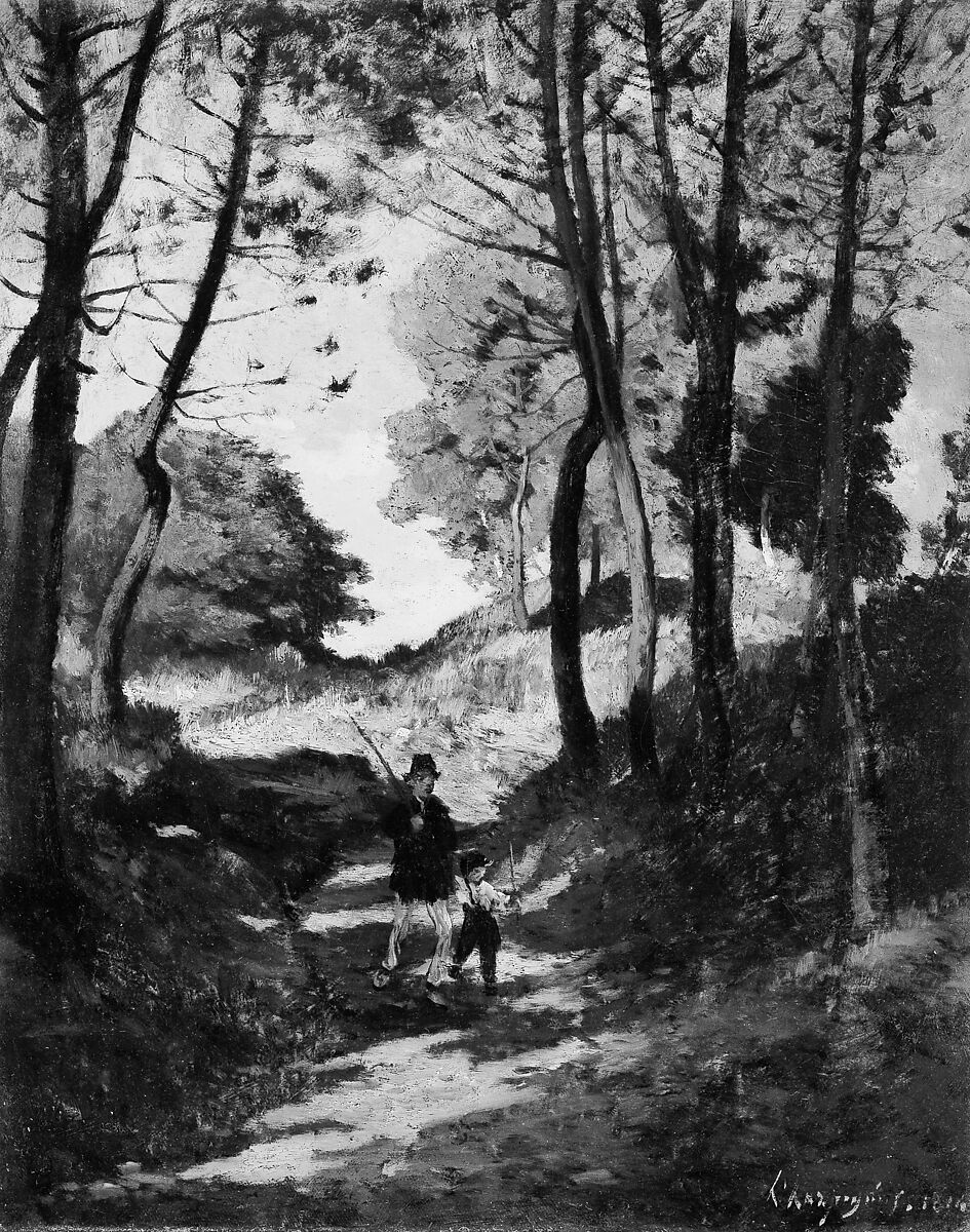 Fir Trees in Les Trembleaux, near Marlotte (Sapins aux Trembleaux à Marlotte), Henri-Joseph Harpignies (French, Valenciennes 1819–1916 Saint-Privé), Oil on canvas