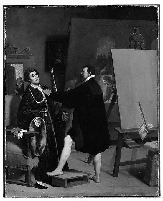 Aretino in the Studio of Tintoretto, Jean Auguste Dominique Ingres (French, Montauban 1780–1867 Paris), Oil on canvas