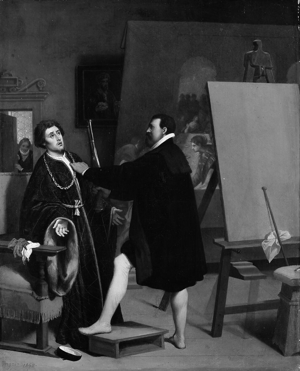 Aretino in the Studio of Tintoretto, Jean Auguste Dominique Ingres (French, Montauban 1780–1867 Paris), Oil on canvas
