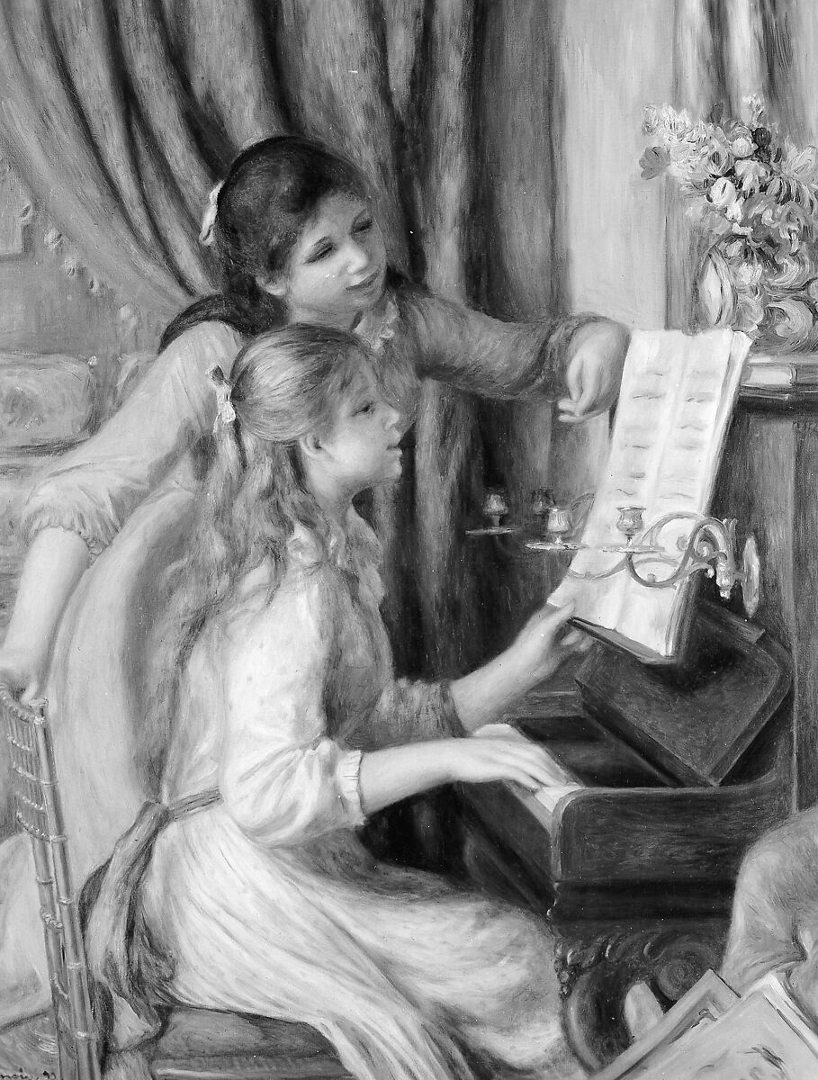 Two Young Girls at the Piano, Auguste Renoir (French, Limoges 1841–1919 Cagnes-sur-Mer), Oil on canvas