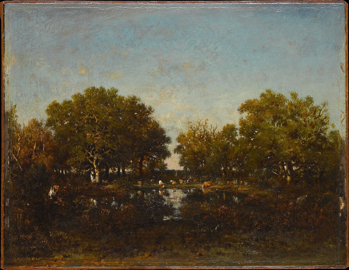 The Pool (Memory of the Forest of Chambord), Théodore Rousseau (French, Paris 1812–1867 Barbizon), Oil on wood