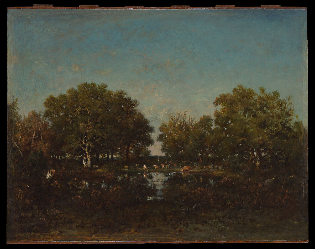 The Pool (Memory of the Forest of Chambord), Théodore Rousseau (French, Paris 1812–1867 Barbizon), Oil on wood 