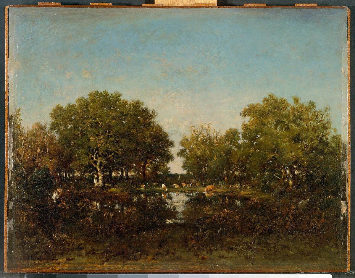 The Pool (Memory of the Forest of Chambord), Théodore Rousseau  French, Oil on wood