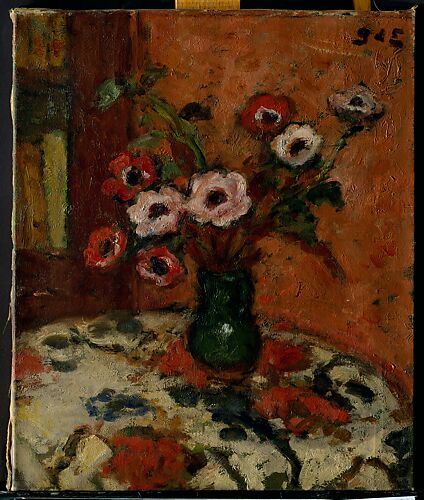 Anemones on a Flowered Tablecloth