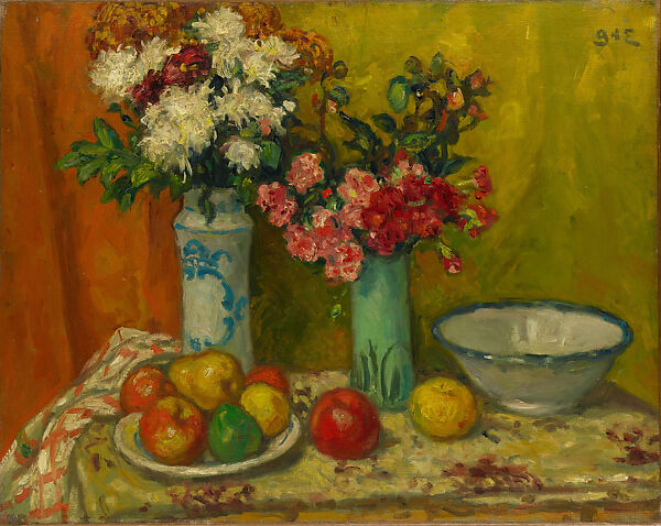 Red Flowers and Fruit, Georges d&#39;Espagnat (French, 1870–1950), Oil on canvas 